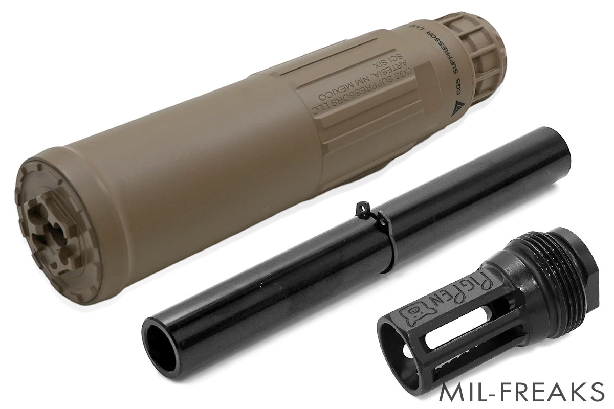 Airsoft Artisan CGSタイプ SCI-SIX サプレッサー + Noveskeタイプ Pig Pen ハイダーセット フラットダークアース