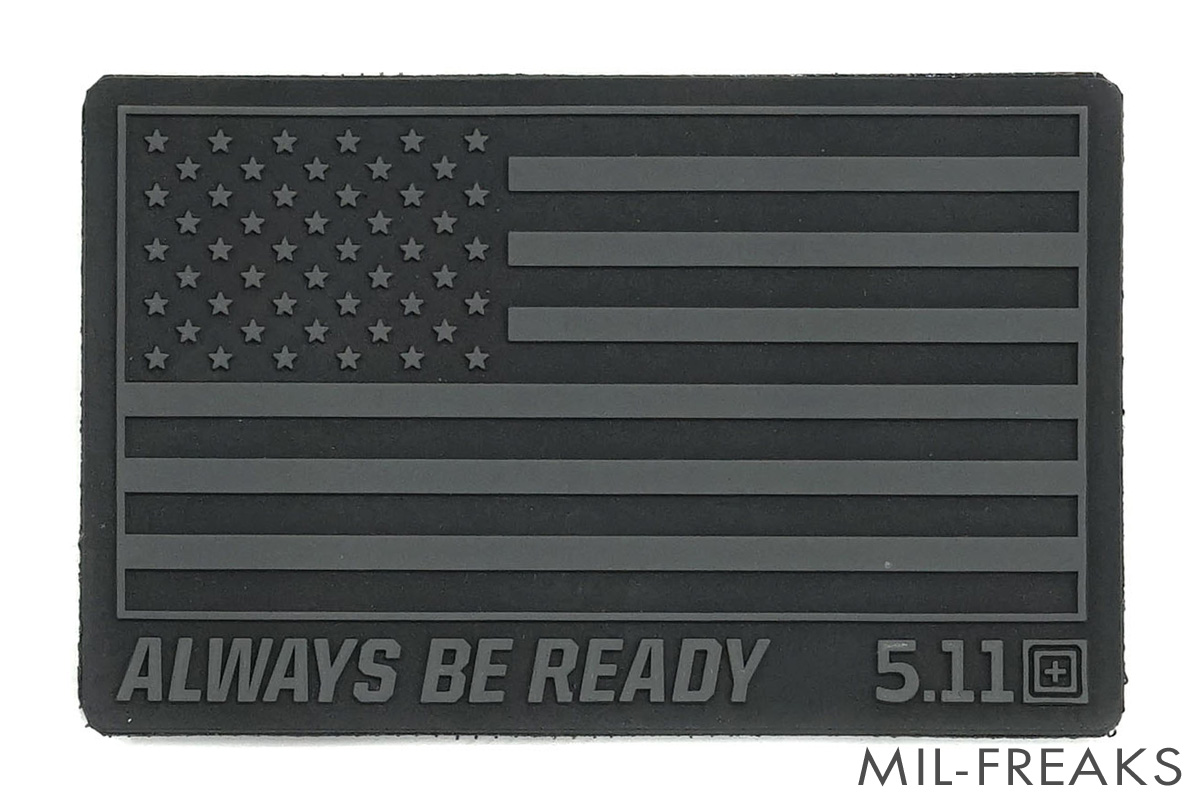 5.11 Tactical US アメリカ国旗 "ALWAYS BE READY" パッチ Double Tap グレー