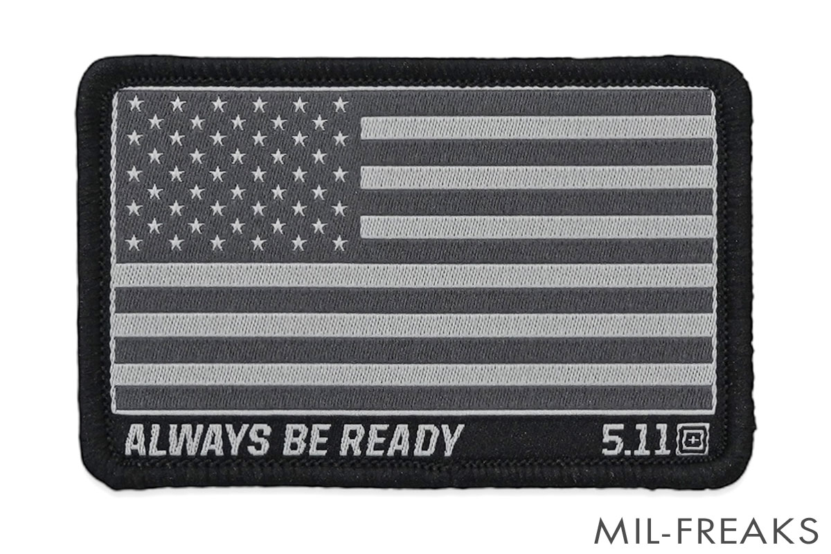 5.11 Tactical US アメリカ国旗 "ALWAYS BE READY" パッチ Double Tap グレー