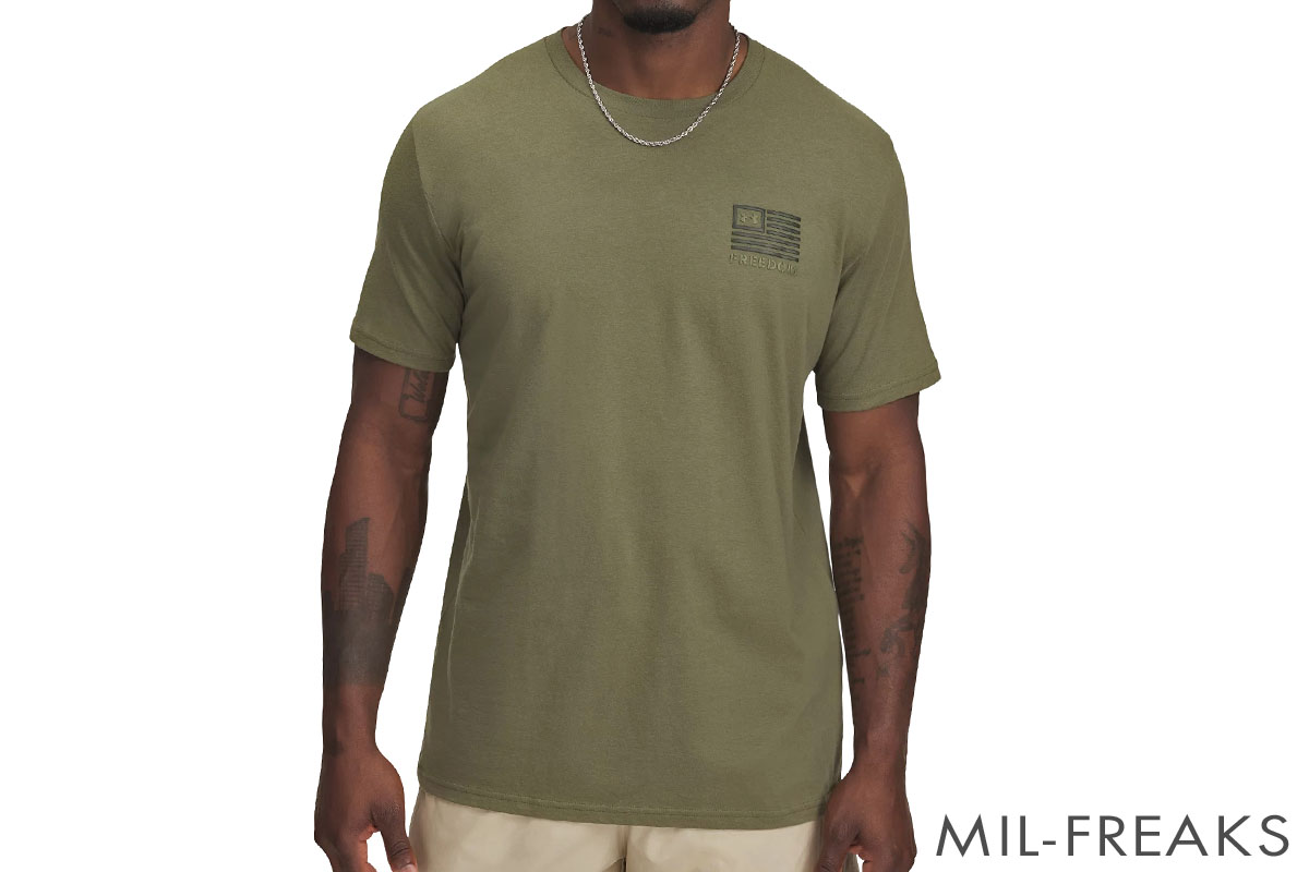 Under Armour Tactical Freedom Left Chest FLAG ショートスリーブ ドライTシャツ Marine OD Green