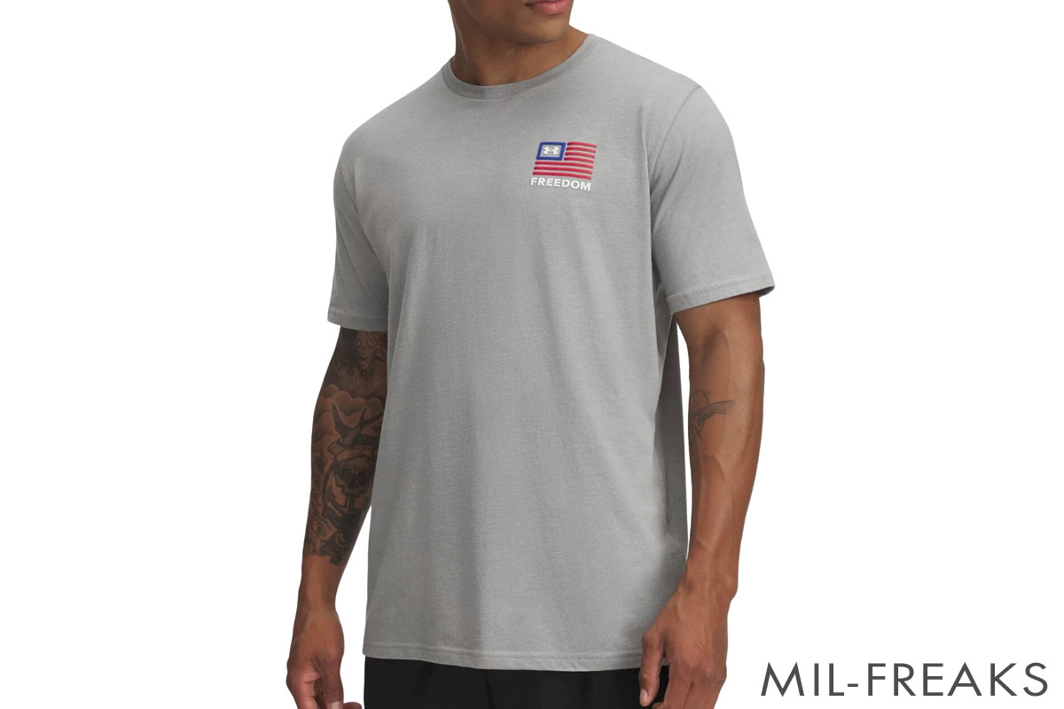 Under Armour Tactical Freedom Left Chest FLAG ショートスリーブ ドライTシャツ スチールヘザー