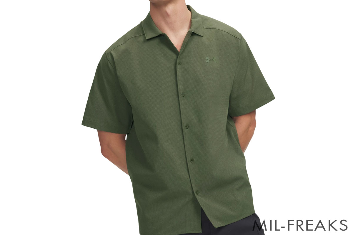 Under Armour Explor Airvent Woven パフォーマンス ストレッチシャツ Marine OD Green