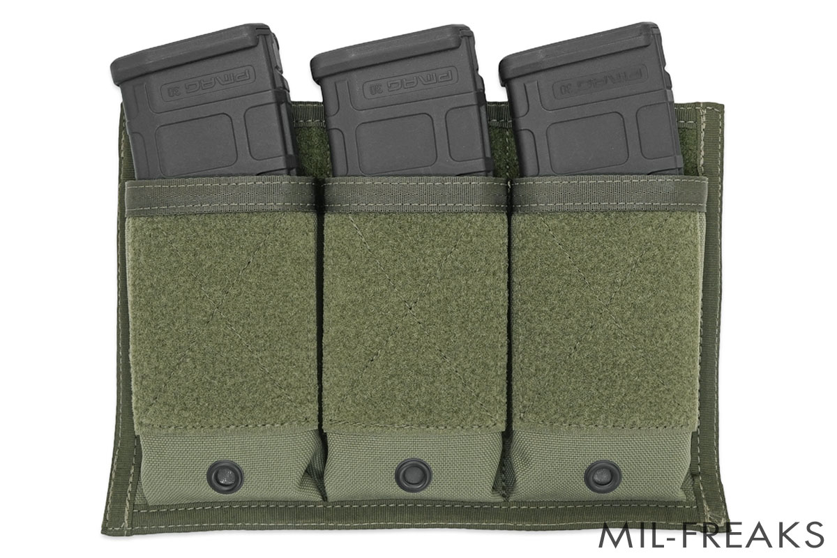 SHEKKIN GEARS PreMSA Paracleteタイプ ベルクロバック トリプルシングル M4 マガジンポーチ スモークグリーン