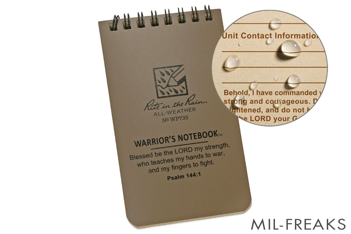Rite in the Rain #WP735 オールウェザー 防水 WARRIOR'S ノートブック 3" x 5" サイズ