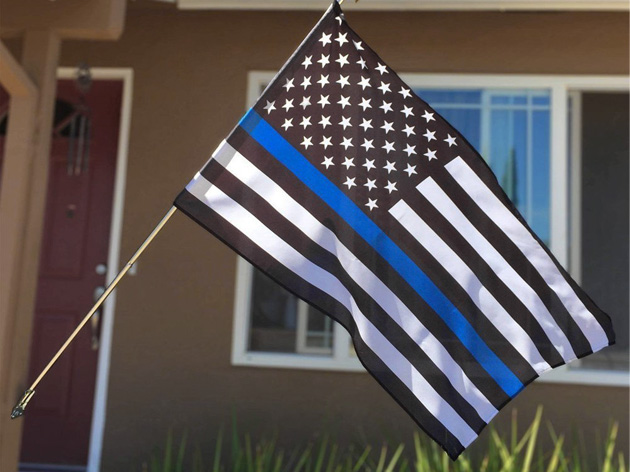 Us 刺繍 アメリカ星条旗 Law Enforcement Thin Blue Line 3x5フィート ミリタリーショップ Mil Freaks 通販
