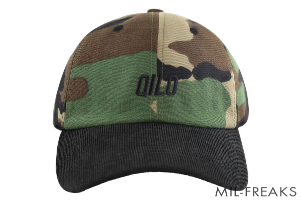 QILO Tactical ロゴキャップ 2-Tone ブラックコーデュロイ / M81 ウッドランド