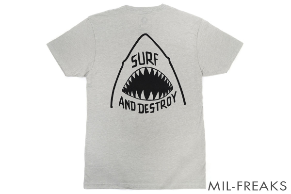 URT “SURF AND DESTROY” Tシャツ ライトグレーヘザー