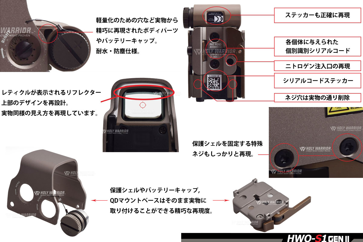 HolyWarrior製Aimpoint T-1 立体彫刻 NVモード搭載モデル